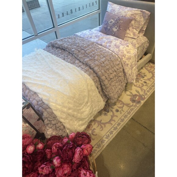POTTERY BARN Teen LoveShackFancy Garden Damask Organic Sheet Set in Lavender NWT - Picture 1 of 7